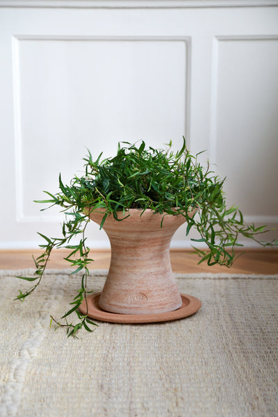 Celeste, rosa terracotta - bord, piedestal og krukke i ét